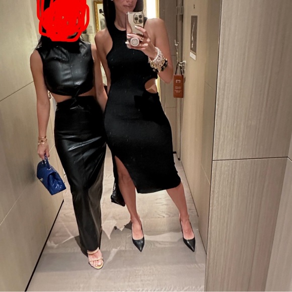 Steve Madden Black Midi Dress with Cut-Out - Picture 3 of 7